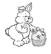 coloriage lapin qui remplit son panier d